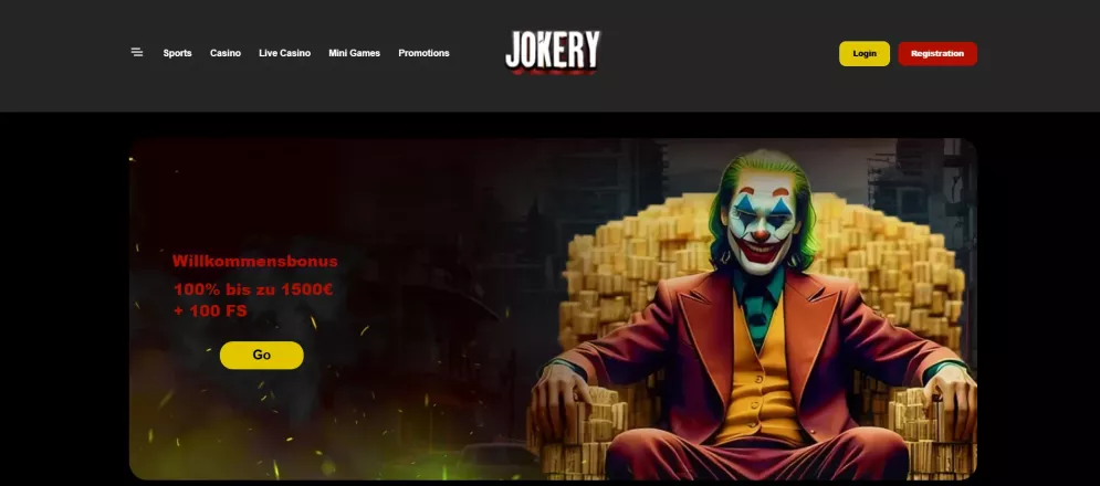 Jokery Casino – 100% bis zu €1500 + 100 Freispiele Willkommensbonus für deutsche Spieler